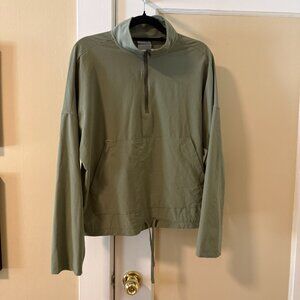 PrAna Railay 1/4 Zip Lightweight Pullover Top, Olive Green, size xs